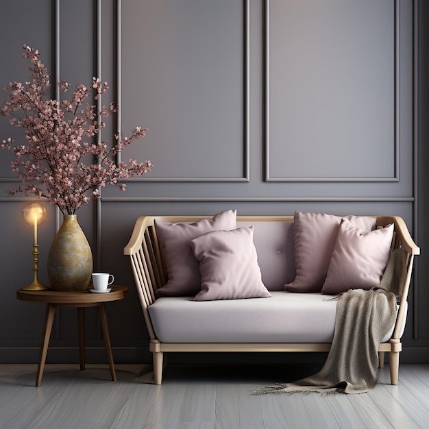 Closeup Shot of Gray Sofa Backrest Against a Luxurious Background