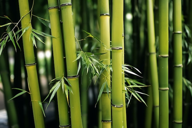 Closeup shot of Green bamboo trees Oriental vibes