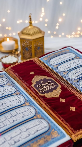 Closeup shot of the koran ramadan kareem muslim festive