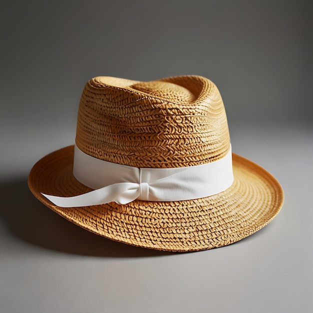 Closeup shot of a ladies cowpoke straw cap enhanced with a calfskin lash with a metal clasp The bei