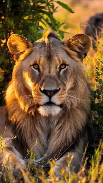 Closeup shot of a lion in south africa