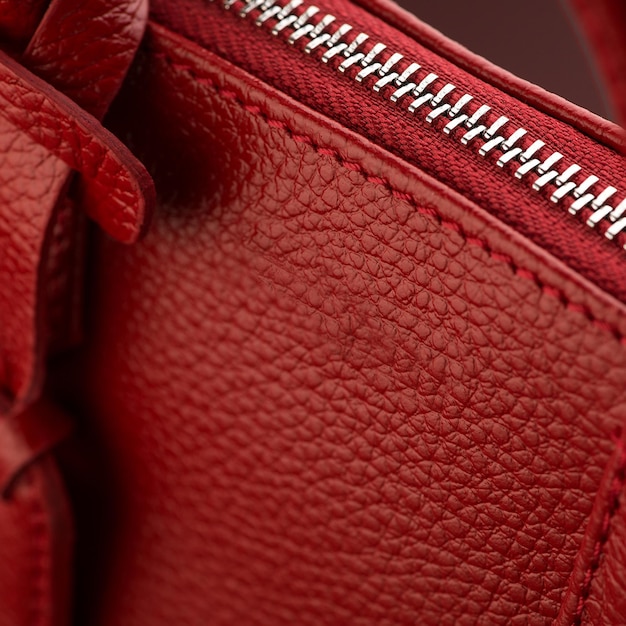 A closeup shot of a luxury red leather bag