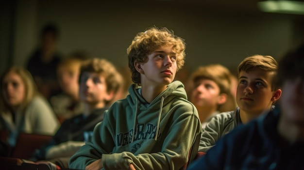 Closeup shot of a male student listening to a lecture at the university