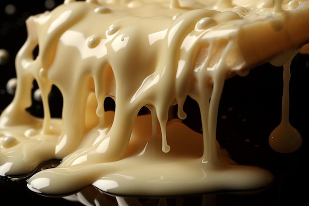 Photo closeup shot of melted cheese stretching from popular cuisine flavor fast food photography