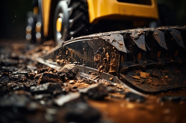 Photo closeup shot of the motor graders blade highligh