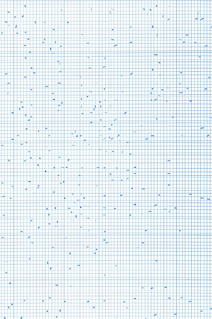 Photo closeup shot of an offwhite centimeter graph paper with blue grid lines