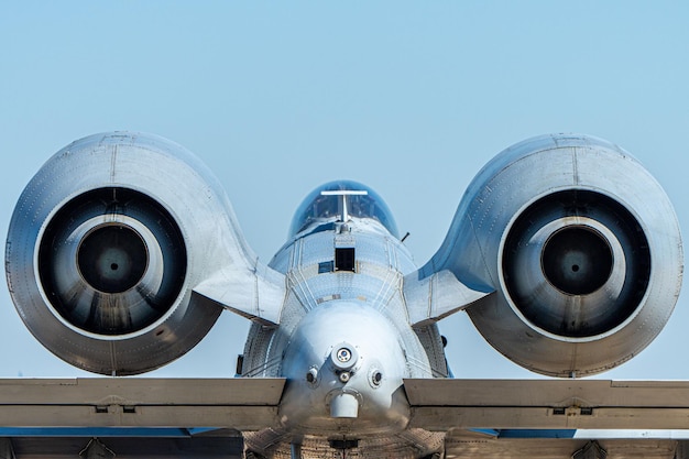 Closeup shot of an old military aircraft