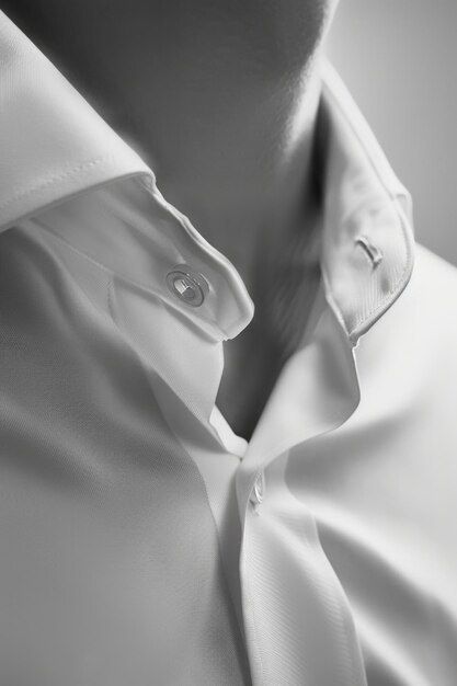 Photo a closeup shot of a person wearing a white shirt suitable for use in various contexts