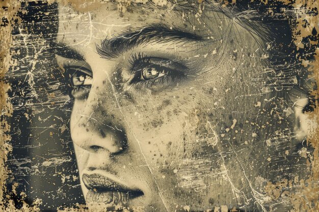 Photo closeup shot of a person39s face with a gritty textured effect