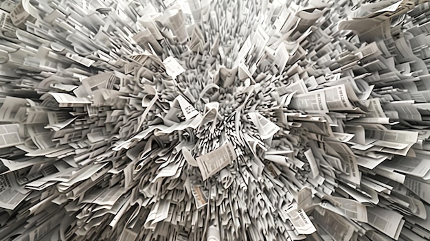 A closeup shot of a pile of newspapers the papers are folded and stacked on top of each other creating a chaotic texture