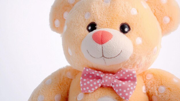 Photo closeup shot of plush toy bear with bow tie set adorable stuffed animal teddy bear