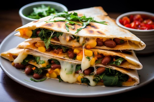 A closeup shot of a quesadilla being cooked over an op