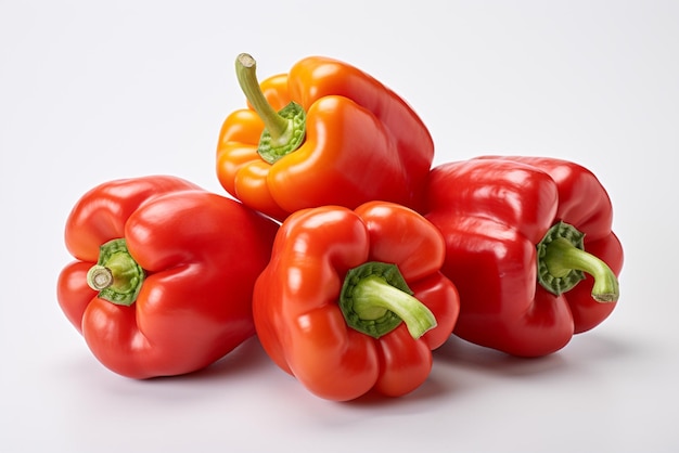 A closeup shot of red capsicum with white background