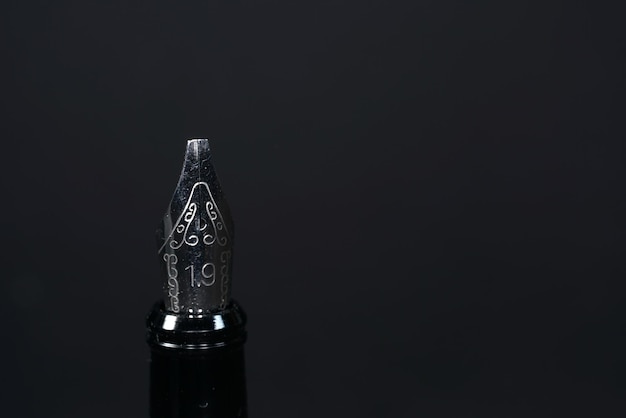 Closeup shot of the silver fountain pen