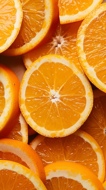 Photo a closeup shot of sliced oranges showcasing their vibrant orange color and juicy texture