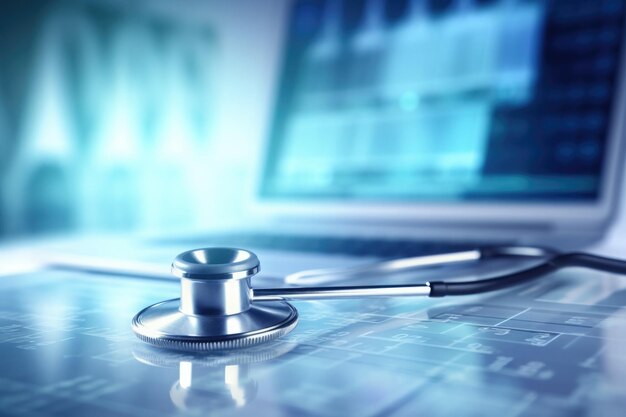 Closeup shot of stethoscope on table