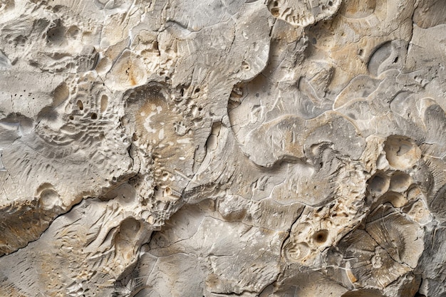 A closeup shot of textured limestone with fossilized imprints Textured limestone with fossilized imprints