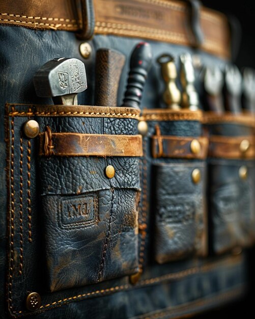 A CloseUp Shot Of Tool Belt Pockets Background