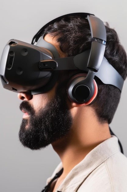 Closeup shot of an unrecognisable man using a vr headset