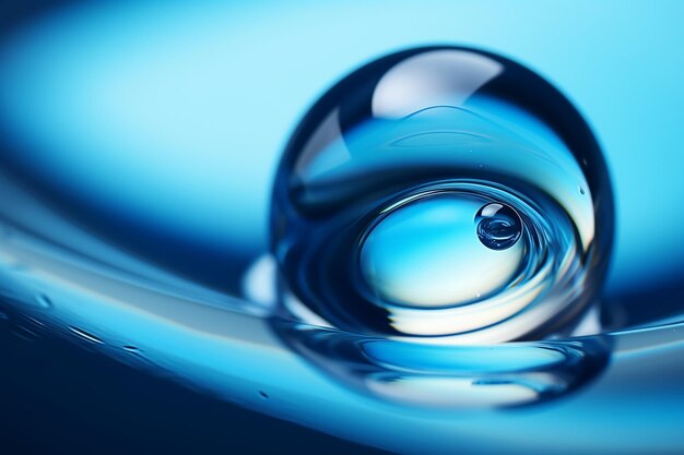 Closeup shot of a water droplet in the blue water ar 32 c 25