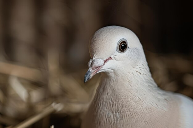 Closeup shot of a white dove