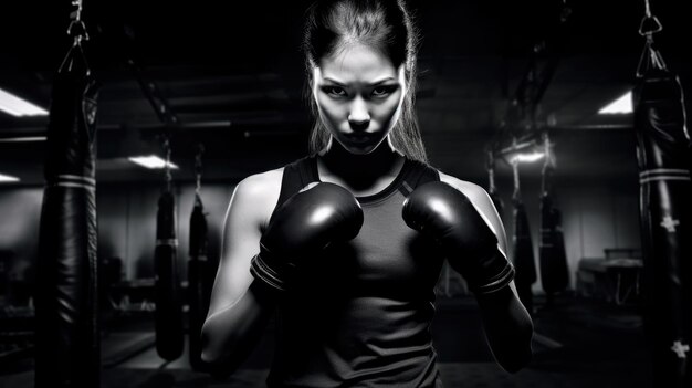 Closeup shot of woman doing boxing training in a modern gym