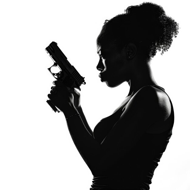 Photo a closeup shot of a woman holding a gun taken in a black and white format