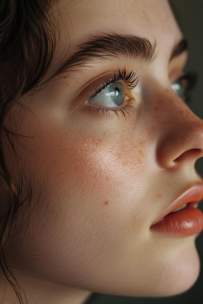 A closeup shot of a woman39s face with prominent freckles This image can be used to portray natural beauty and diversity