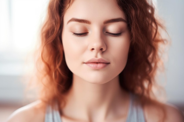 Closeup shot of a young woman doing yoga