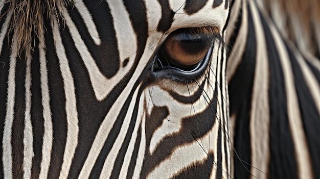 Closeup shot of a zebra eye AI Generated