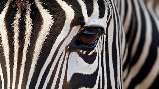 Closeup shot of a zebra eye AI Generated