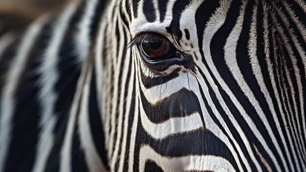 Closeup shot of a zebra eye AI Generated