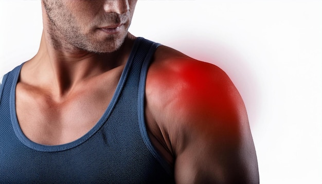 Photo closeup of a shoulder with rotator cuff injury