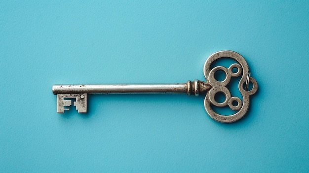 CloseUp of Silver Key Isolated