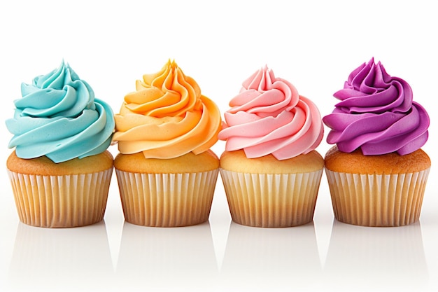 Photo closeup of a single cupcake with vibrant frosting and sprinkles