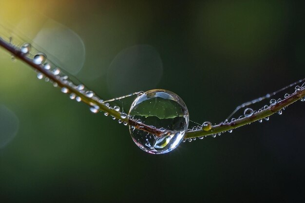 Closeup of a single droplet on a spider web