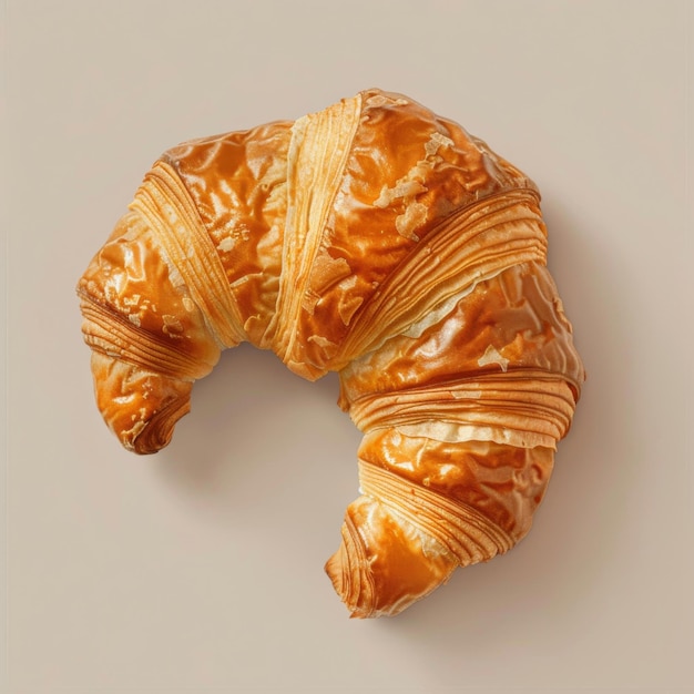 Closeup of a single flaky croissant