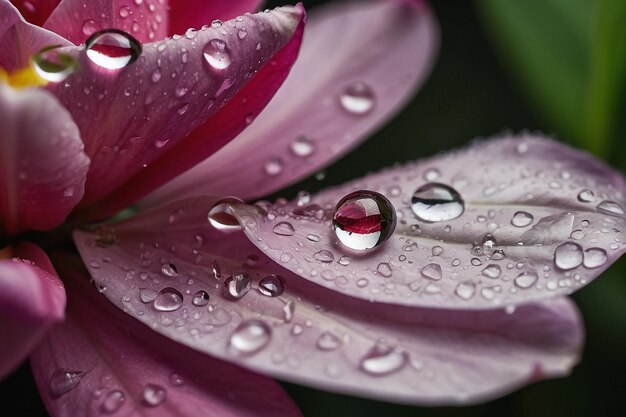 Closeup of a single raindrop on a flower petal