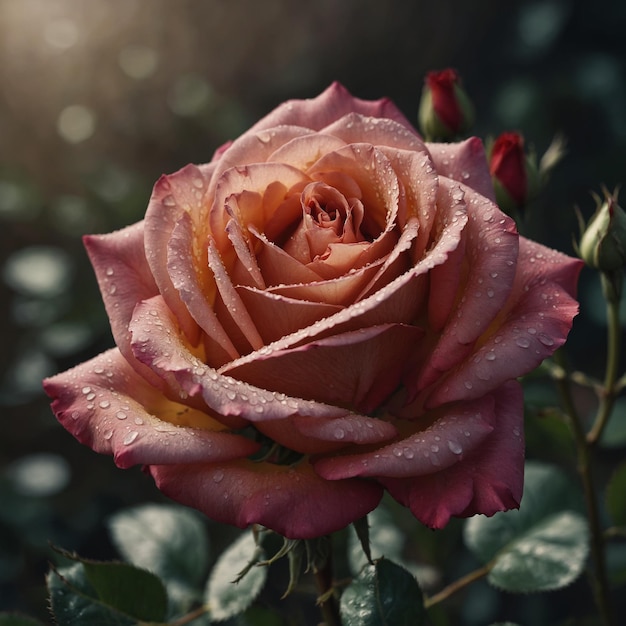 A closeup of a single rose in full bloom