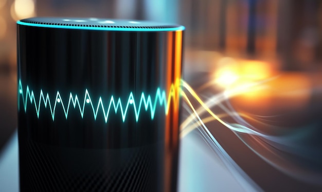 Photo a closeup of a sleek voiceactivated smart speaker