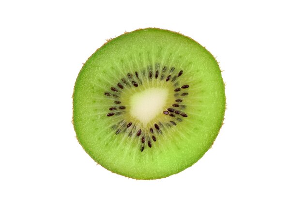 Closeup slice of green kiwi fruit