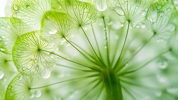 Photo closeup of sliced dandelion greens with water droplets