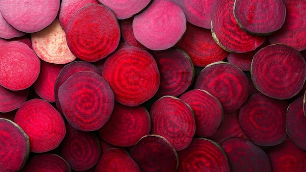 Closeup of Sliced Red Beets with Visible Rings