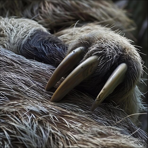 Photo closeup of a sloths sharp claws