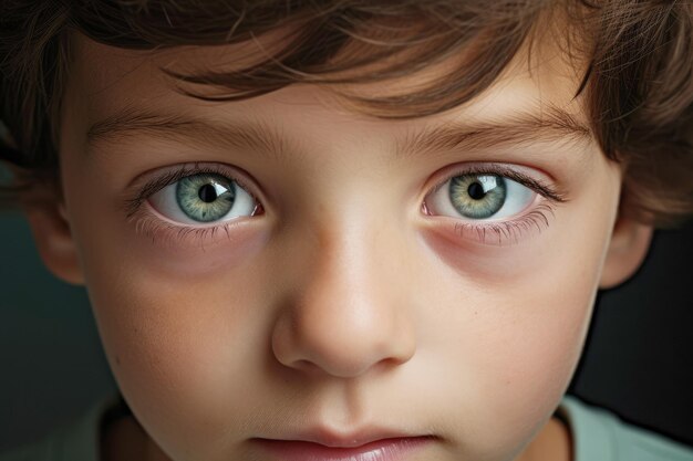 A closeup of a small and naturallooking child with a serious and introspective gaze