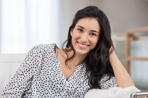 Closeup of a smiling young woman