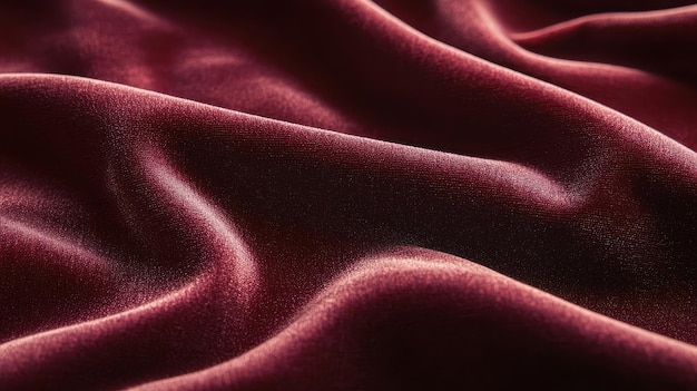 Photo closeup of smooth draped burgundy fabric