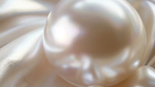 Photo closeup of smooth polished pearl surface with soft light reflections ideal for jewelry and design projects