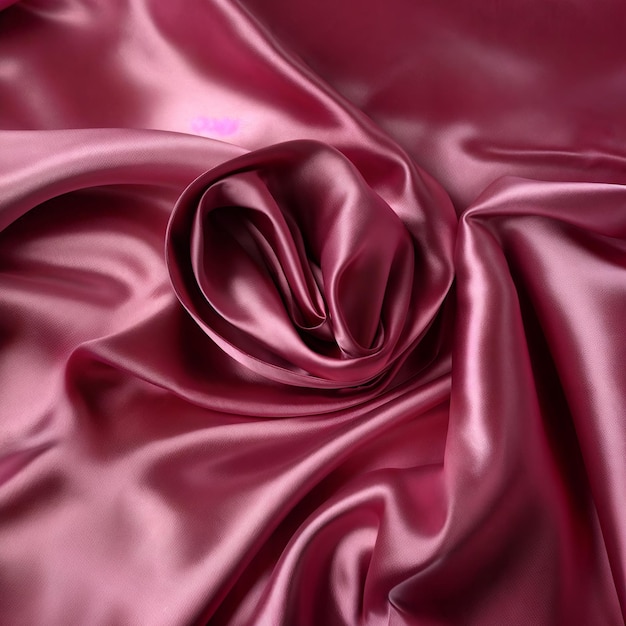 a closeup of a smooth shiny fabric with a rich deep pink color