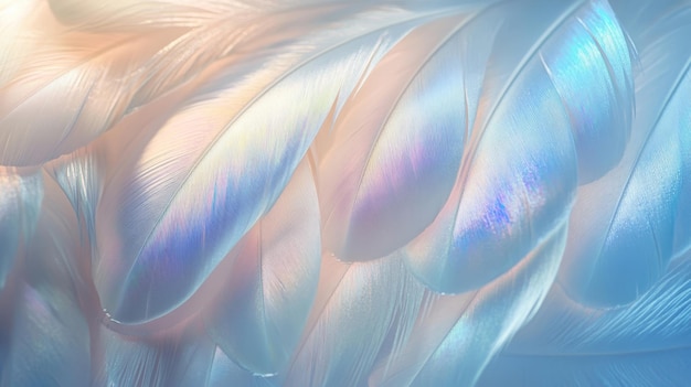 Closeup of Soft Light Blue and Peach Bird Feathers